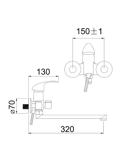 Смеситель для ванны, Gota Rocio, Cordoba, с картриджем, хром, 134710-GOTA