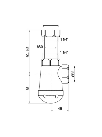 Сифон для мойки, 1" 1/4х32, полипропилен, Orio, Чик, М-3200