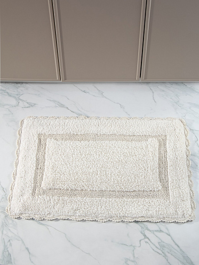 Коврик для ванной, 0.5х0.8 м, хлопок, ажурный край, светло-серый, Silvano, Лиона