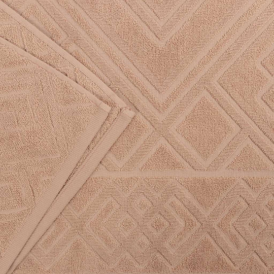 Полотенце банное 70х140 см, 100% хлопок, 450 г/м2, жаккард, Ромбы 4443, Авангард, бежевое, 83, Россия