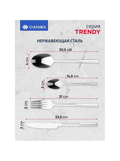 Набор столовых приборов нержавеющая сталь, 24 предмета, Daniks, Trendy
