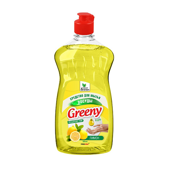 Средство для мытья посуды Clean&Green, Greeny Light, 500 мл, Лимон