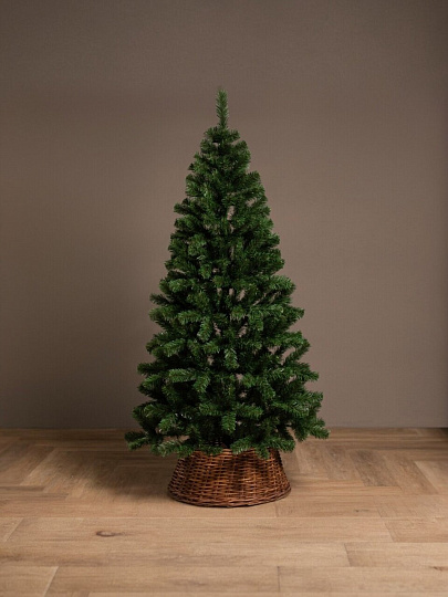 Елка новогодняя напольная, 120 см, Лесная, ель, зеленая, хвоя ПВХ пленка, подставка пластик, ЕЛЕС 12, Елушка