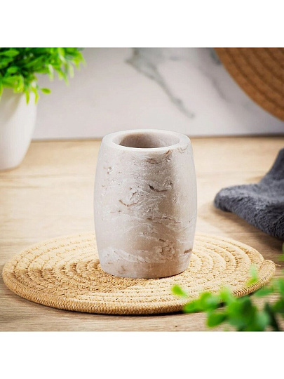 Стакан для зубных щеток, 7.6x9.8 см, полистоун, Бони, BRE0508BA-TB