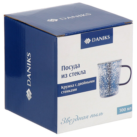 Кружка стекло, 300 мл, двойные стенки, Звездная пыль, Daniks