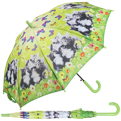 Зонт детский RainDrops, автомат, трость, в ассортименте, фотопринт, 135
