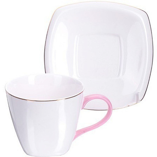 Чайная пара фарфор, 2 предмета, на 1 персону, 220 мл, Loraine, 28490, подарочная упаковка, белая