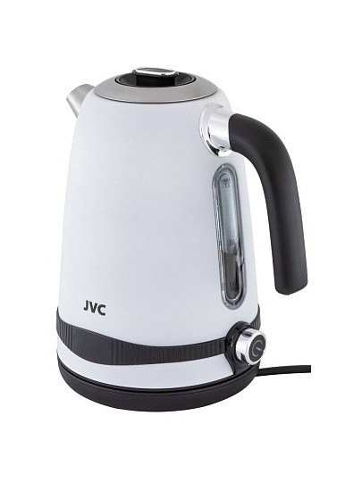 Чайник электрический JVC, JK-KE1730 white, 1.7 л, 2200 Вт, скрытый нагревательный элемент, нержавеющая сталь