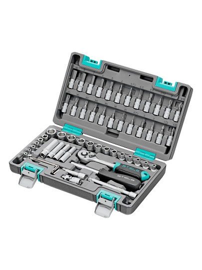 Набор слесарных инструментов Stels, 14101, 1/4", сталь, кейс, 57 предметов