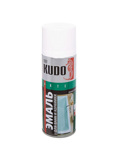 Эмаль аэрозольная, KUDO, для ванн и керамики, алкидная, глянцевая, белая, 520 мл, KU-1301
