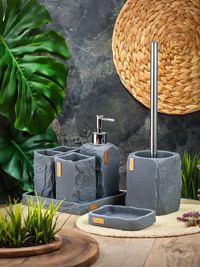 Мыльница настольная, полистоун, 12.7x8.8x2.6 см, серая, RE1416AA-SD