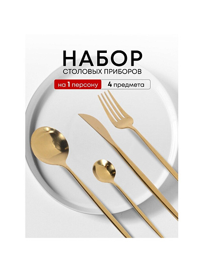 Набор столовых приборов нержавеющая сталь, 4 предмета, подарочная упаковка, Y6-10267