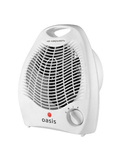 Тепловентилятор Oasis, настольный, 2 кВт, 20 м2, спиральный, белый, SD-20 R F