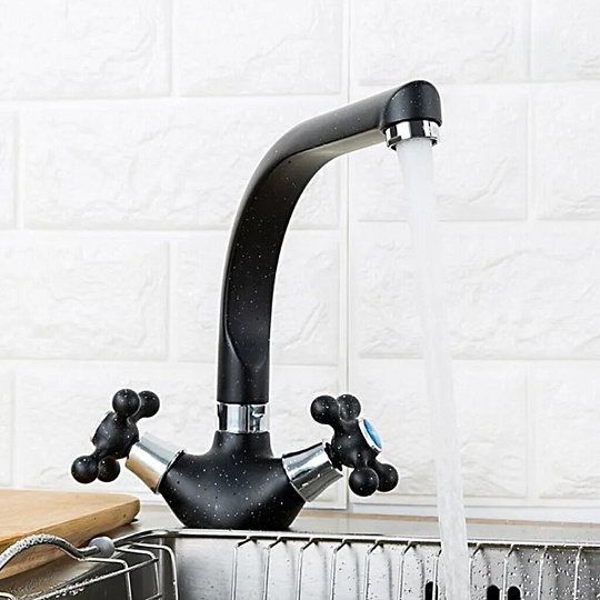 Смеситель для кухни, Frap, с кран-буксой, черный, F5408-7