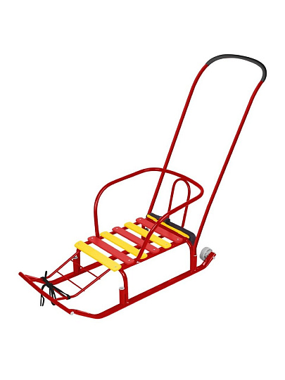 Санки Тимка 5 Комфорт+, Т5К+/К, переставная ручка, ремень безопасности, колеса на полозьях, 25 кг, спинка, Nika