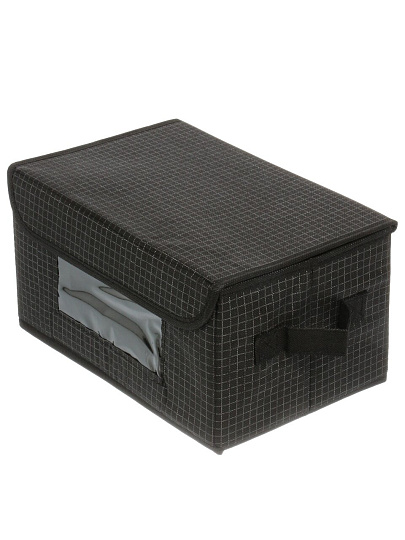 Кофр для хранения, с крышкой, складной, 29х19х15 см, черная клетка, с окном, A190057
