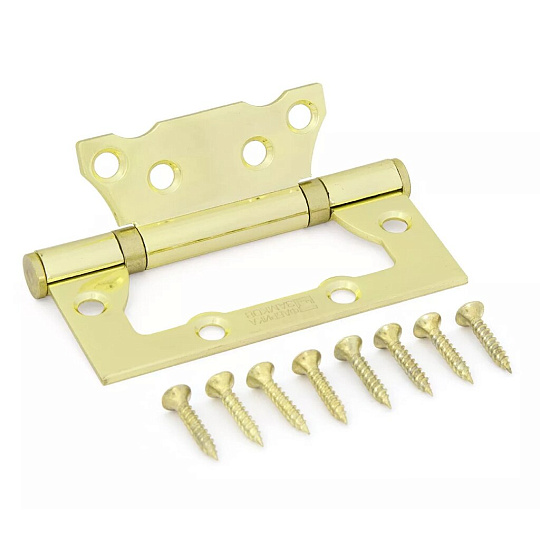 Петля накладная для деревянных дверей, Фабрика Замков, универсальная, E-2BB-100 PB, 101776, пакет 50/100, золото