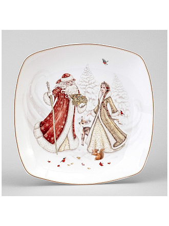 Тарелка закусочная, фарфор, 25х4 см, квадратная, Морозко, Lefard, 85-2047