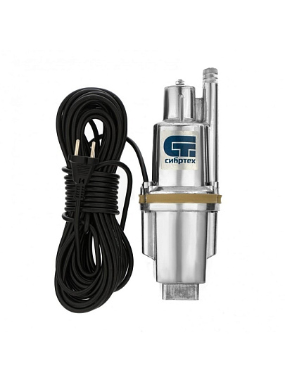 Насос вибрационный, Сибртех, верхний забор, 15 м, 300 Вт, глубина погружения 5 м, максимальный напор 75 м, 1.2 м³/ч, СВН300-15