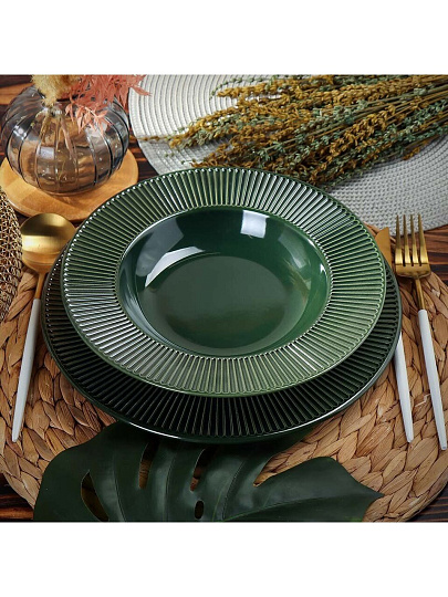 Тарелка суповая, керамика, 24 см, круглая, Emerald Green, Domenik, TDP471/DMD032