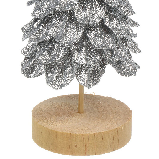 Елка новогодняя настольная, 18 см, серебро, декоративная, Y4-8424