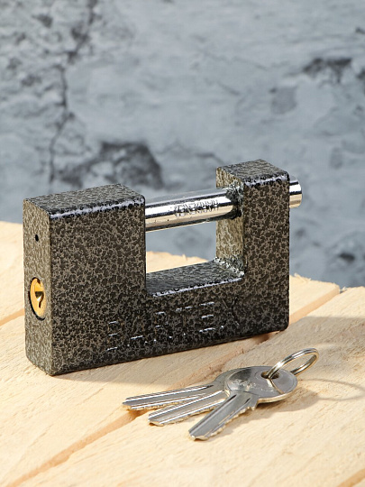 Замок навесной BARTEX чугунный 90мм Гаражный, блистер, 3 ключа, 504665