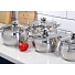 Набор посуды нержавеющая сталь, 12 предметов, кастрюли 1.9,2.9,3.9,6,5л,ковш 1.9 л, сковорода 24см, индукция, Daniks, Классика, SD-12 - фото 7