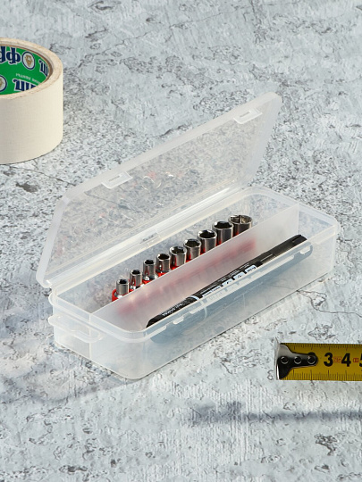 Ящик-органайзер для инструмента, 20х8х3.5 см, пластик, Bartex, 2 ячейки, с подвесом, 27803550504