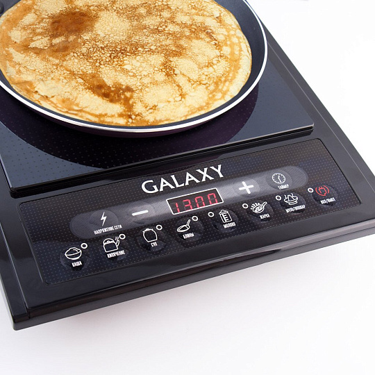 Плита электрическая Galaxy Line, GL 3053, 2000 Вт, 1 конфорка, индукционная, стеклокерамика, электронная, переключатель сенсорный, 7 программ, черная