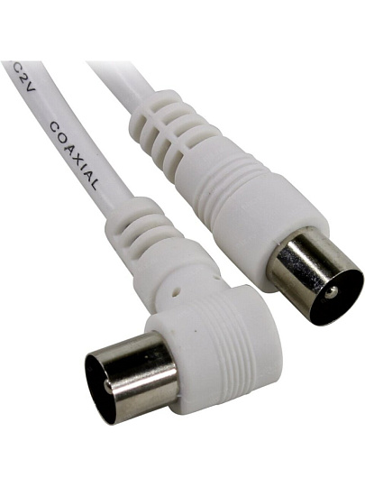 Кабель антенный, 3 м, разъемы M-M, угловой разъем, белый, Smartbuy, KTV113