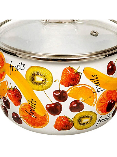 Кастрюля эмалированная сталь, 4 л, крышка стекло, Vitross, Fruits, 1SC205S/1SA225S, индукция