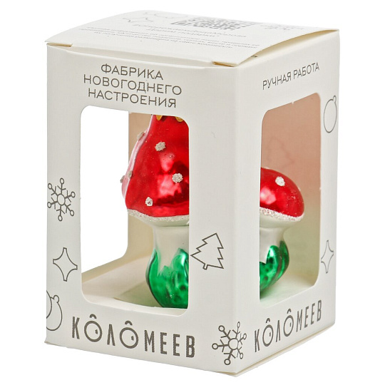 Елочное украшение Грибочки, 6 см, стекло, ФУ-195