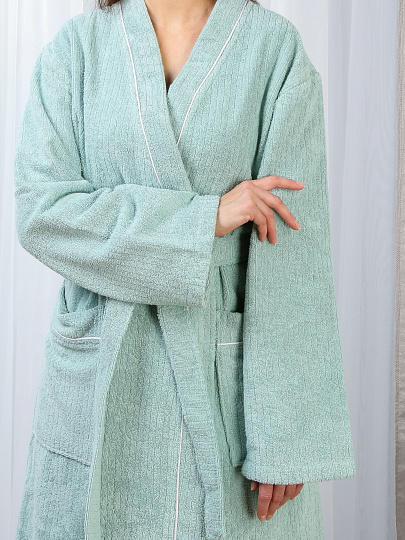 Халат унисекс, махровый, 100% хлопок, мятный, XXL, 54-56, Silvano
