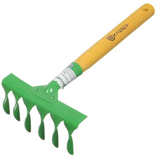 Грабли витые, 6 зуб, сталь, HouseLoft, клепанная тулейка, садовые, черенок деревянный, ГВ6