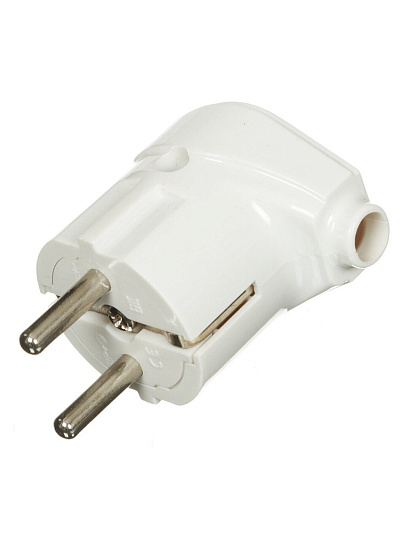Вилка угловая, с заземлением, 16 А, 250 В, белая, TDM Electric, Народная, SQ1806-0407