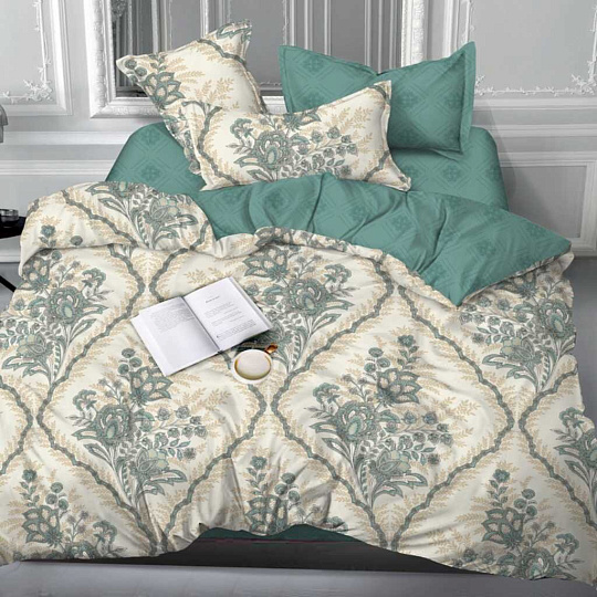 Постельное белье семейное, простыня 215х240 см, 2 наволочки 70х70 см, 2 пододеяльника 145х215 см, Бояртекс, сатин, коллекция Luxor, 7957 А/В (К)