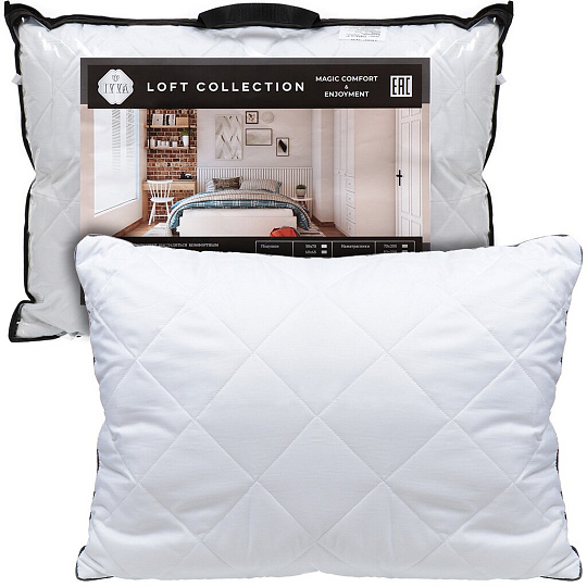 Подушка 50 х 70 см, Файбер, Лофт, чехол микрофибра 100% полиэстер, кант, IVVA, ПФМстм-57