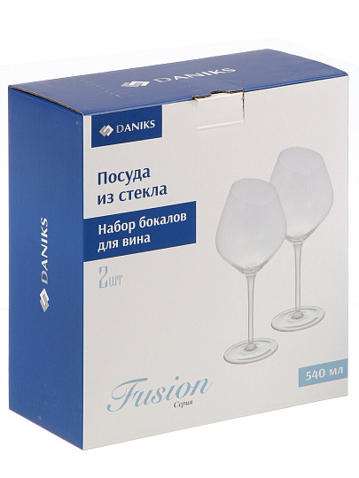 Бокал для вина, 540 мл, стекло, 2 шт, Fusion, Daniks