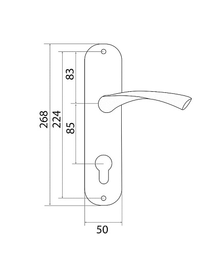 Ручка на планке Trodos, AL76/85-L CP, 204485, хром