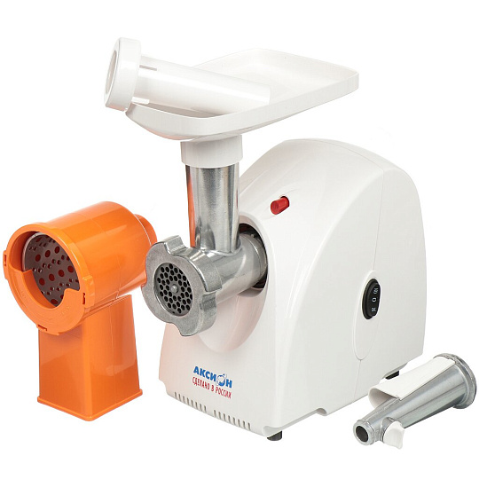 Мясорубка электрическая Аксион, 31.02, 1500 Вт, реверс, 1.7 кг/мин, с отсеком для хранения насадок, шнековая соковыжималка, овощерезка
