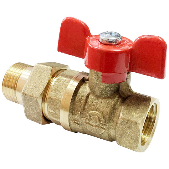 Кран для воды с американкой 1/2'', прямой, ручка-бабочка, Valfex