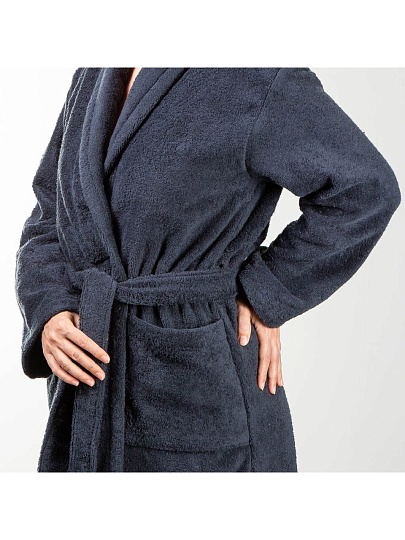 Халат мужской, махровый, 100% хлопок, темно-серый, XL-XXL, 52-54, Silvano