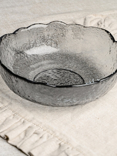Салатник стекло, круглый, 21х7 см, 0.935 л, Графит, Декостек, 5819/1-Н7