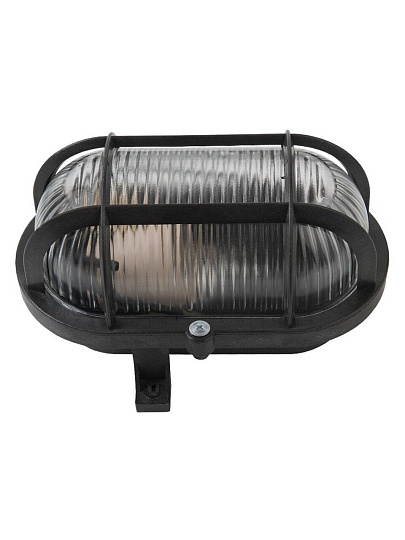 Светильник General Lighting Systems, НБП 02-60-004.03 "ЕВРО", 60 Вт, E27, на 1 лампочку, IP65, 18.6х12.6х11.2 см, с решеткой, черный, 437833