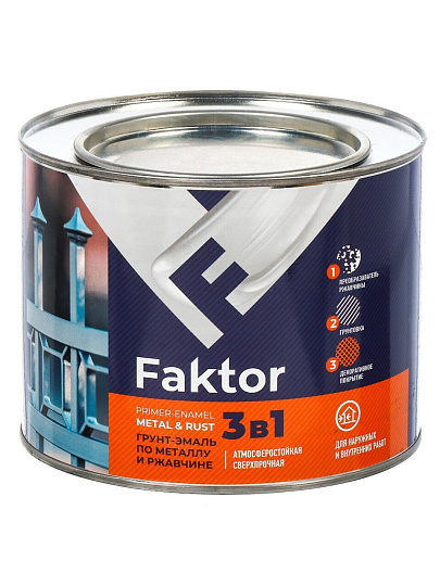 Грунт-эмаль Ярославские Краски, Faktor, по ржавчине, алкидная, черная, 1.9 кг