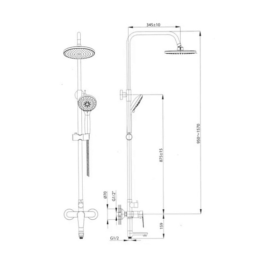 Смеситель для ванны, Rossinka, Тропический дождь, короткий излив, с картриджем, хром, S35-46