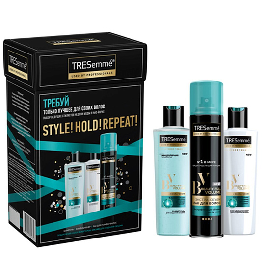 Набор подарочный для женщин, TRESemme, Beauty-full Volume, шампунь 230 мл + кондиционер 230 мл + лак для волос 250 мл