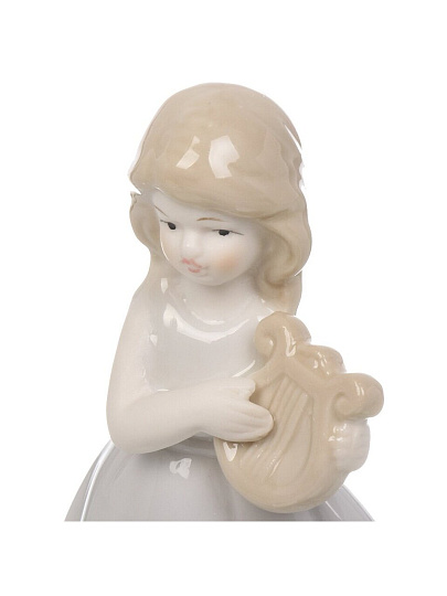 Фигурка декоративная керамика, Девочка со скрипкой, 6х12 см, белая, A020176
