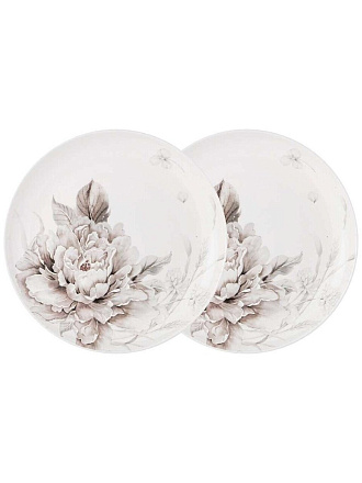 Набор тарелок закусочный, фарфор, 2 шт, 20.5 см, круглый, Белый цветок, Lefard, 415-2127, белый