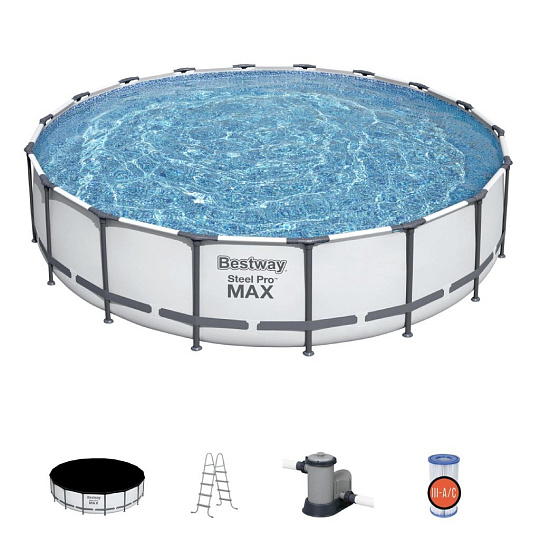 Бассейн каркасный Bestway, 549х122 см, Steel Pro Max, 56462, фильтр-насос, лестница, тент, 23062 л